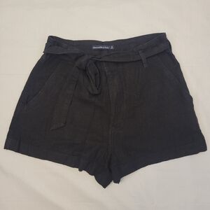 Abercrombie and Fitch Linenblend Flowy Waist Tie Shorts Black Size S